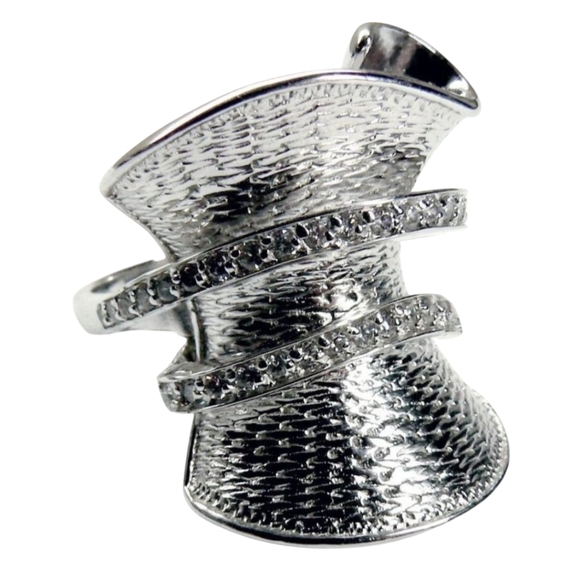 Unique Sterling silver swirl Ring sz 6 - Picture 1 of 12